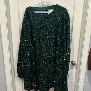 Emerald green sequin dress